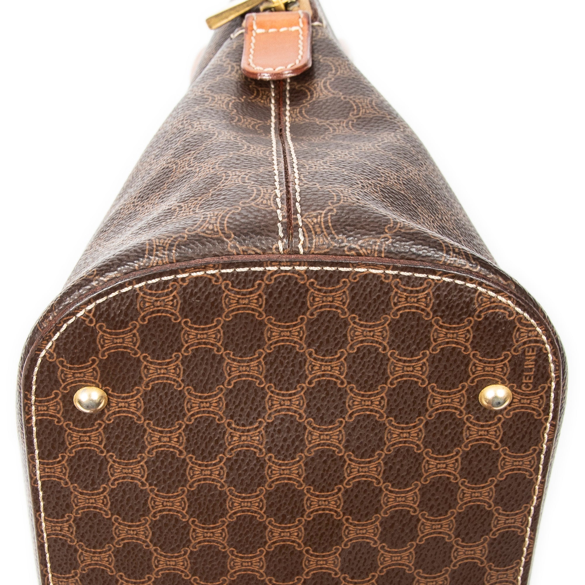 Bolso de mano Vintage con asa superior abovedada, lona revestida Macadam marrón