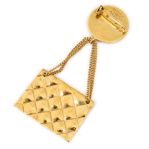 Brooch CC Quilted Flap Brooch Gold Gold Plated