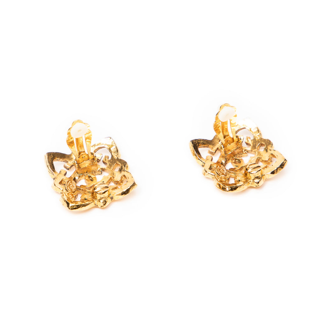 Pendientes CC cuadrados de clip, chapados en oro