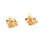 Pendientes CC cuadrados de clip, chapados en oro