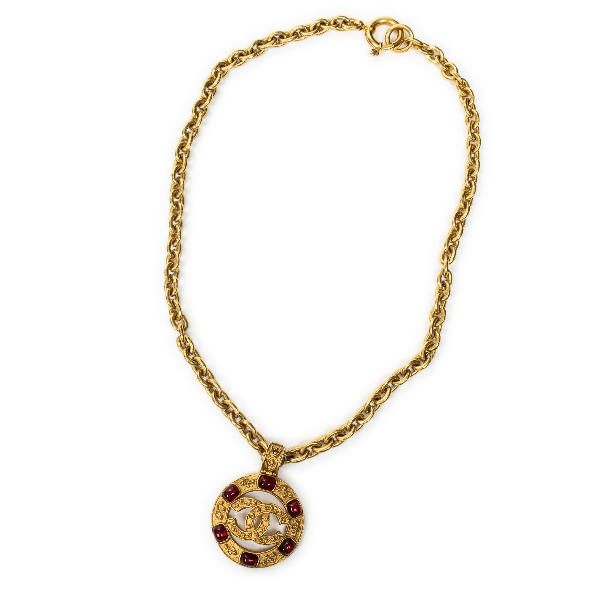 Necklace CC Gripoix Medallion Pendant Necklace Gold Gold Plated