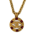 Necklace CC Gripoix Medallion Pendant Necklace Gold Gold Plated