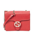 Shoulder Bag Small Interlocking GG Chain Crossbody Red Grained Calfskin Leather