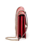 Shoulder Bag Small Interlocking GG Chain Crossbody Red Grained Calfskin Leather