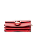 Shoulder Bag Small Interlocking GG Chain Crossbody Red Grained Calfskin Leather
