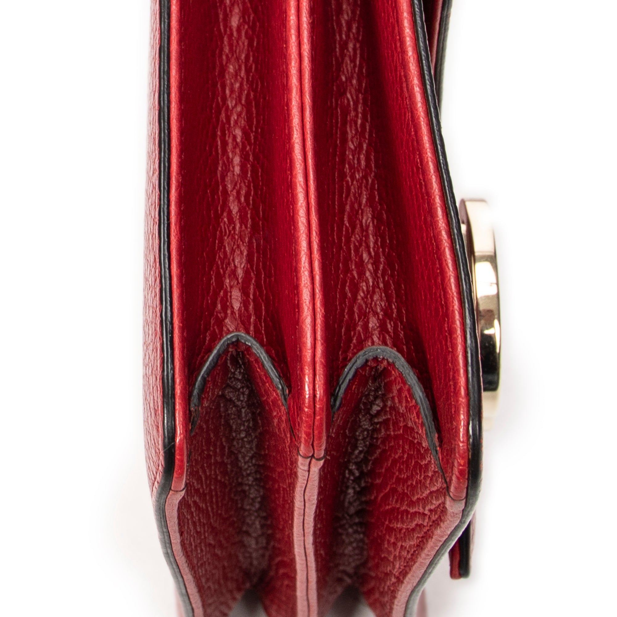 Shoulder Bag Small Interlocking GG Chain Crossbody Red Grained Calfskin Leather