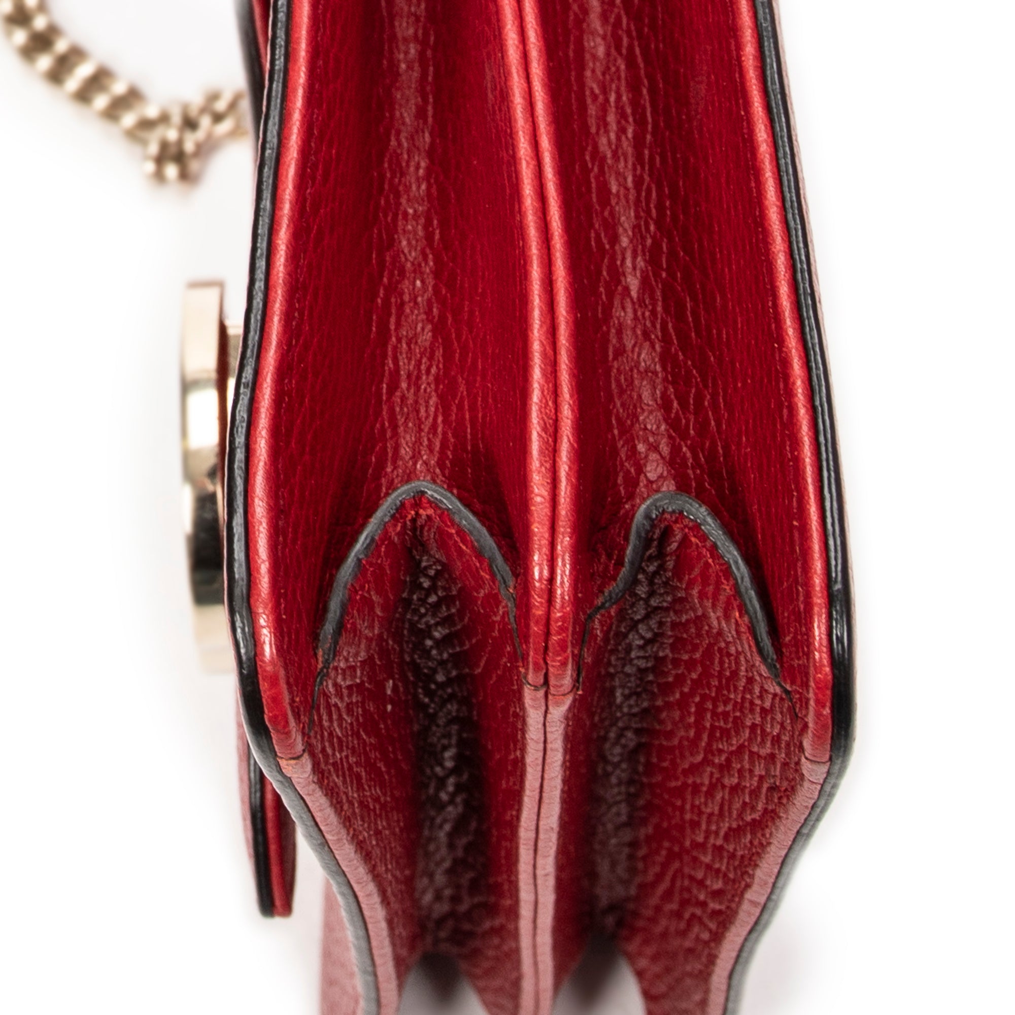 Shoulder Bag Small Interlocking GG Chain Crossbody Red Grained Calfskin Leather