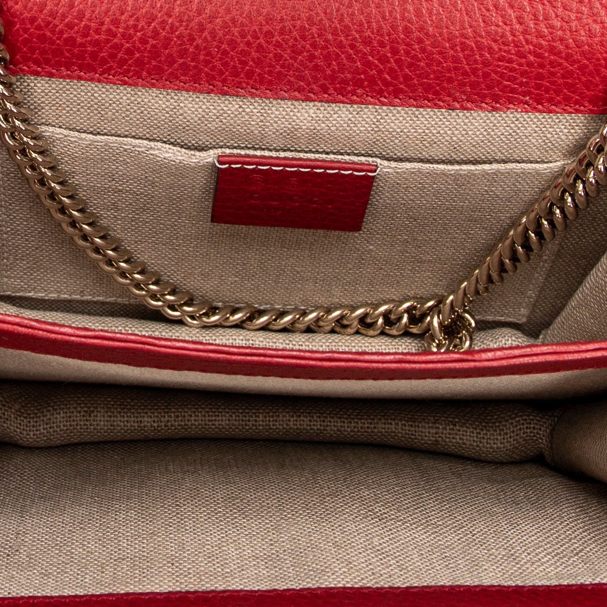 Shoulder Bag Small Interlocking GG Chain Crossbody Red Grained Calfskin Leather