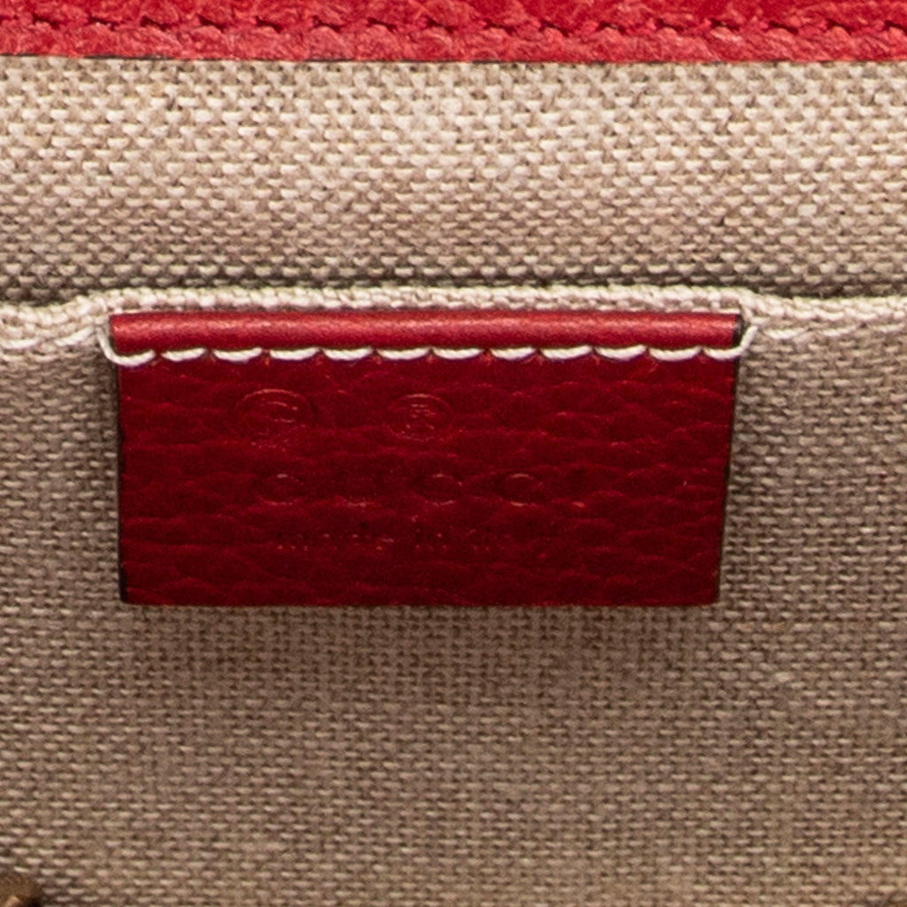 Shoulder Bag Small Interlocking GG Chain Crossbody Red Grained Calfskin Leather