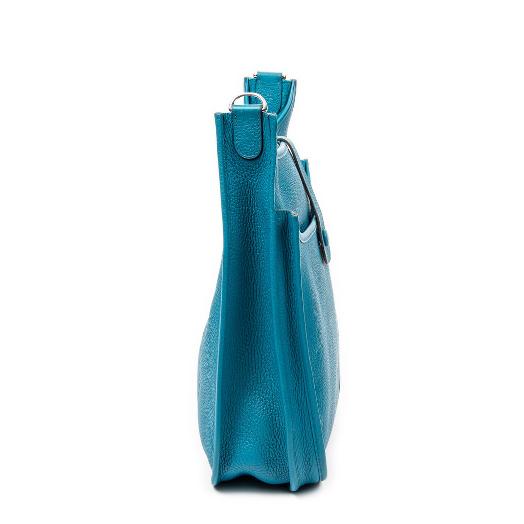 Shoulder Bag Evelyne III PM Blue Zanzibar Clemence Leather