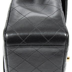 Bolso de Hombro Maxi Jumbo XL con Solapa de Piel de Cordero Acolchada Negra