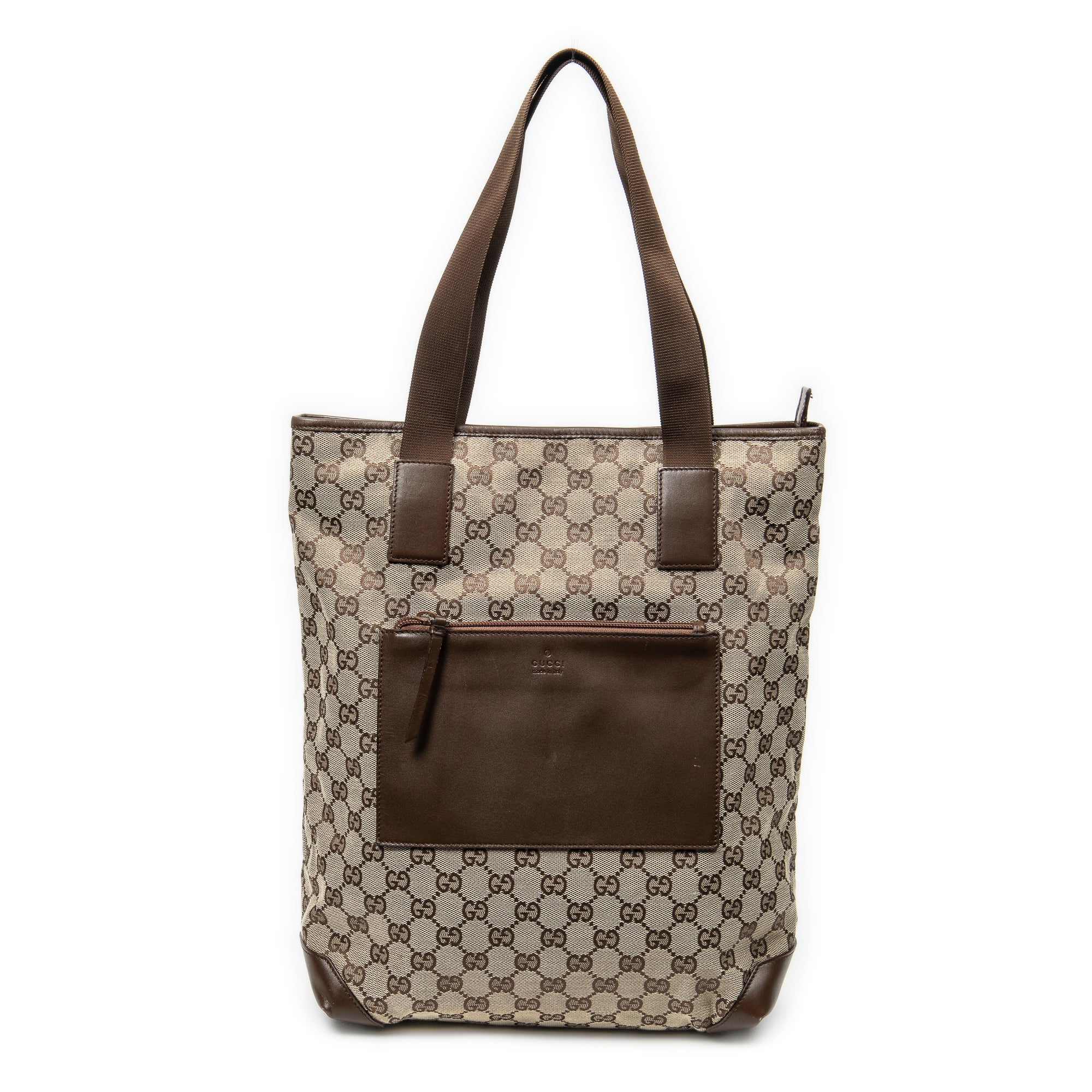 Shoulder Bag Vertical Zip Tote Beige Monogrammed Canvas