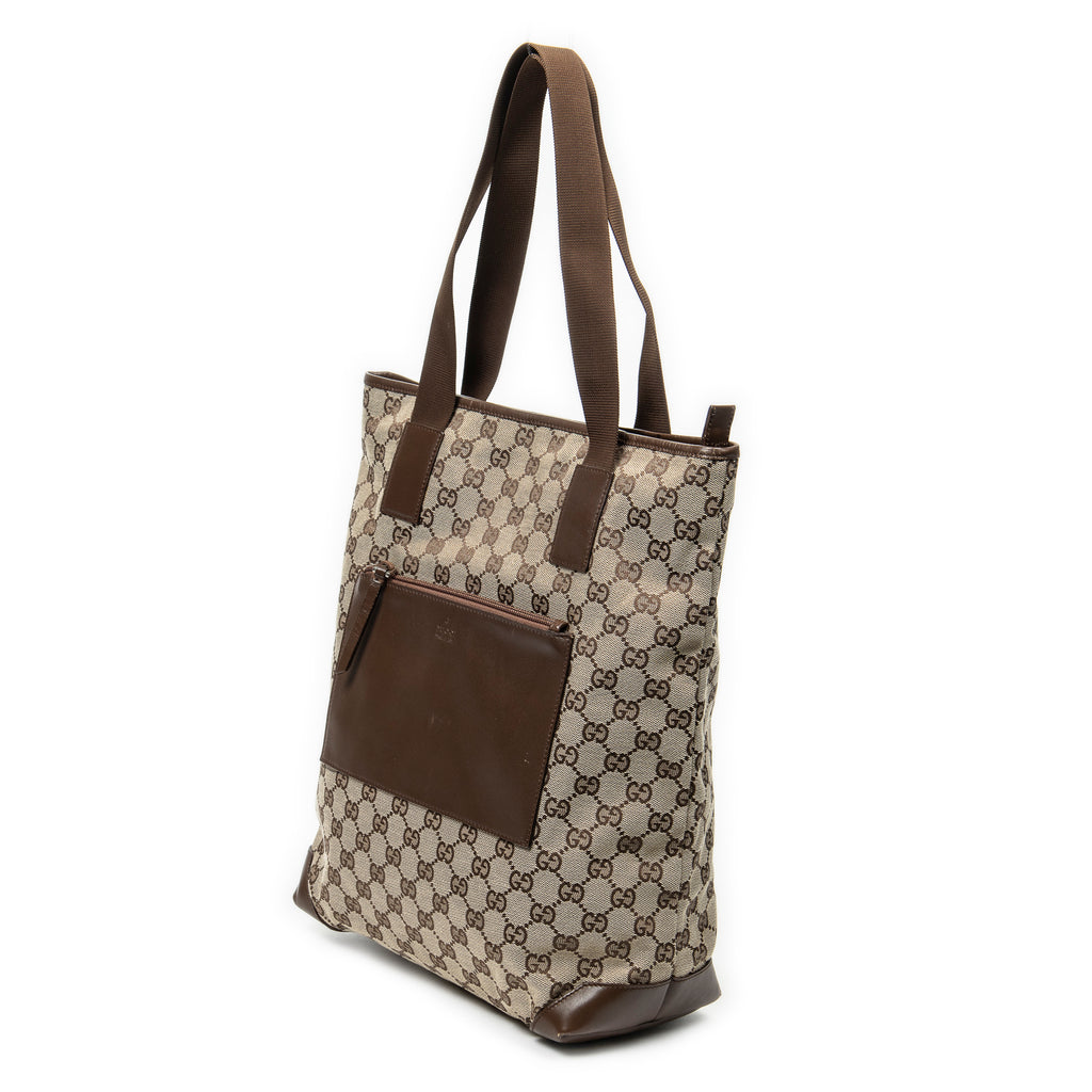 Shoulder Bag Vertical Zip Tote Beige Monogrammed Canvas