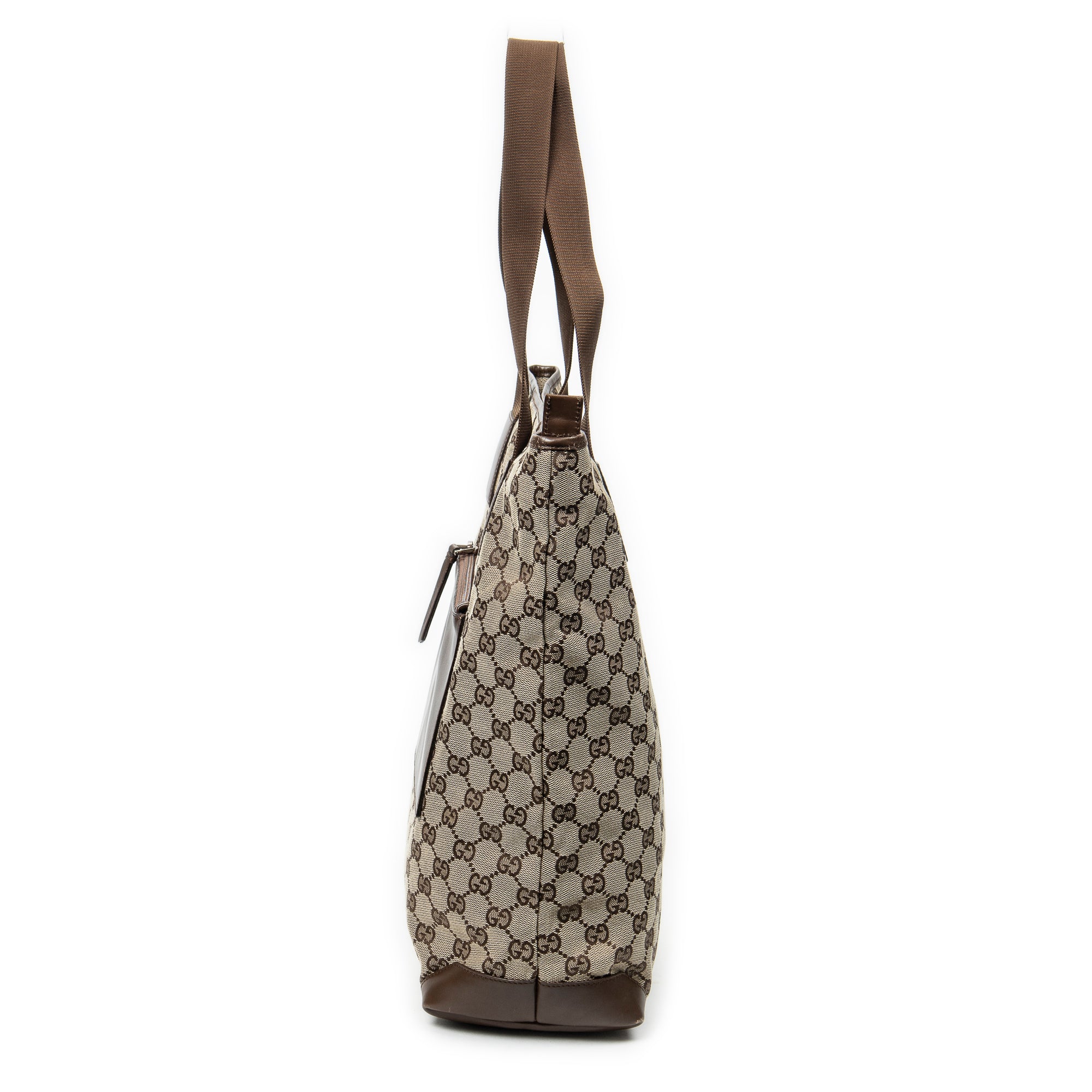Shoulder Bag Vertical Zip Tote Beige Monogrammed Canvas