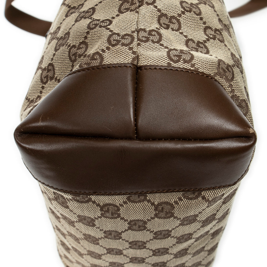 Shoulder Bag Vertical Zip Tote Beige Monogrammed Canvas