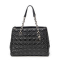 Shoulder Bag Soft Shopping Tote Black Cannage Lambskin Leather
