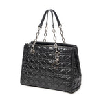 Shoulder Bag Soft Shopping Tote Black Cannage Lambskin Leather