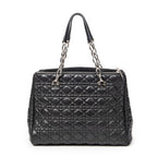 Shoulder Bag Soft Shopping Tote Black Cannage Lambskin Leather