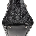 Shoulder Bag Soft Shopping Tote Black Cannage Lambskin Leather