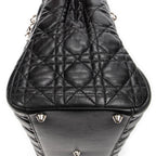 Shoulder Bag Soft Shopping Tote Black Cannage Lambskin Leather