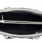 Shoulder Bag Soft Shopping Tote Black Cannage Lambskin Leather