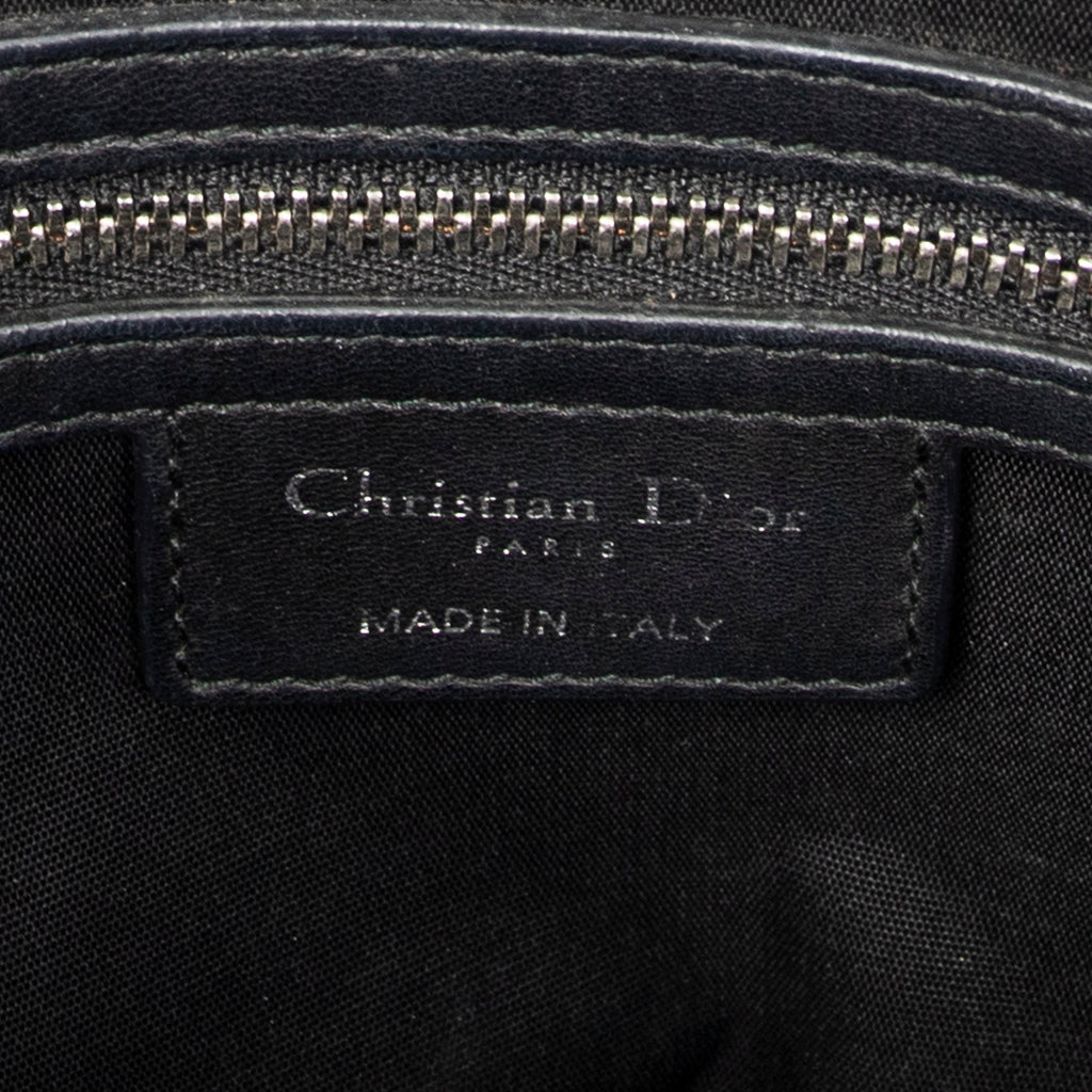 Shoulder Bag Soft Shopping Tote Black Cannage Lambskin Leather