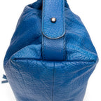 Shoulder Bag Large Bamboo Bar Boston Royal Blue Pebbled Calfskin Leather