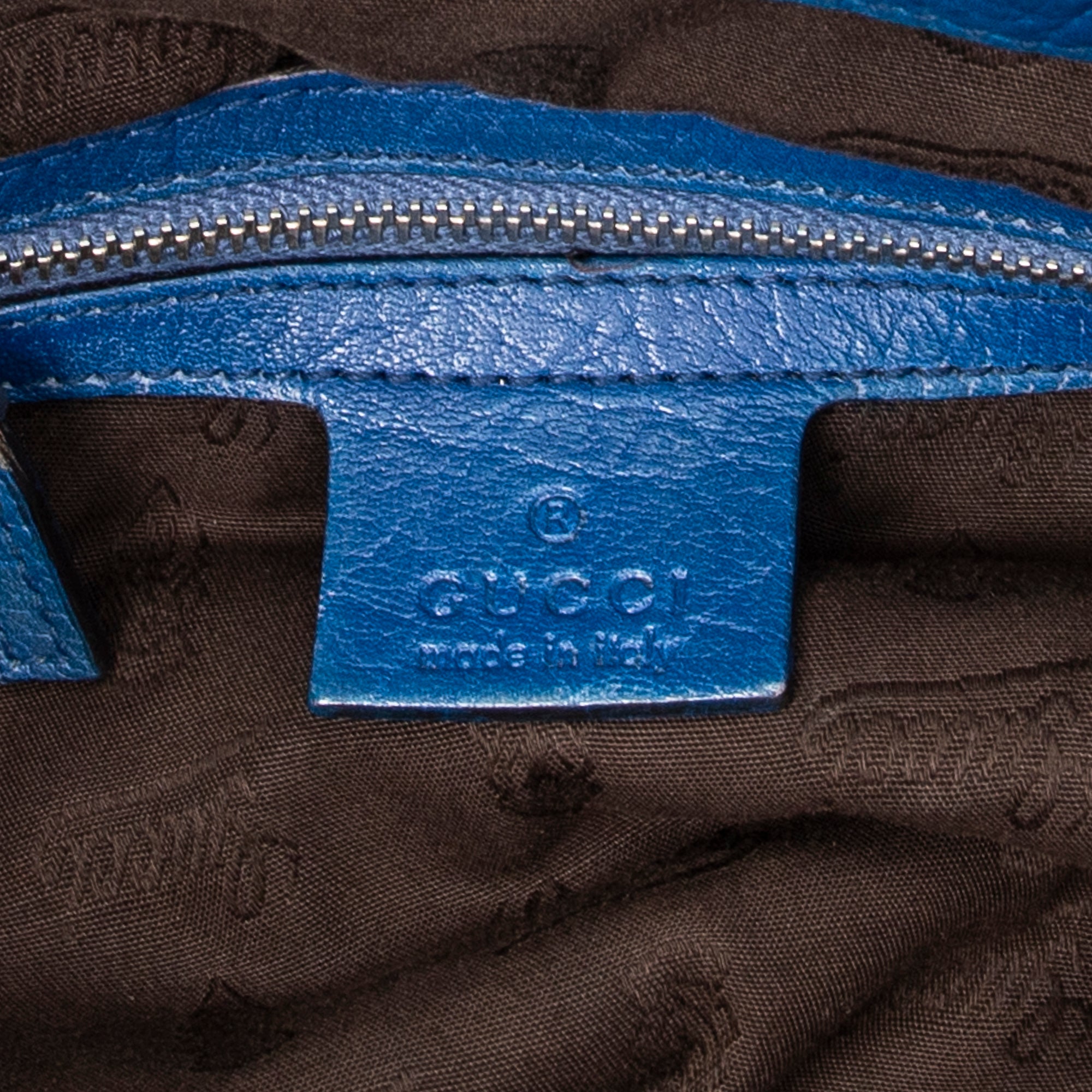 Shoulder Bag Large Bamboo Bar Boston Royal Blue Pebbled Calfskin Leather