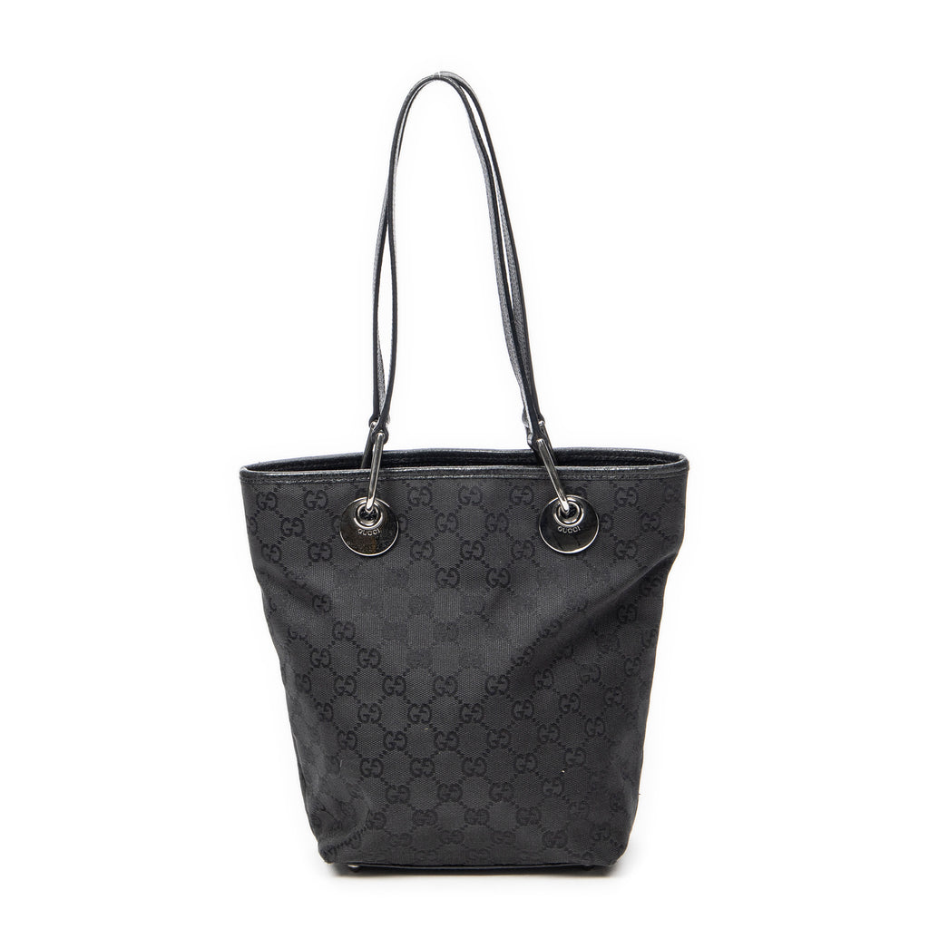 Shoulder Bag Small Eclipse Shopping Black Monogrammed Canvas