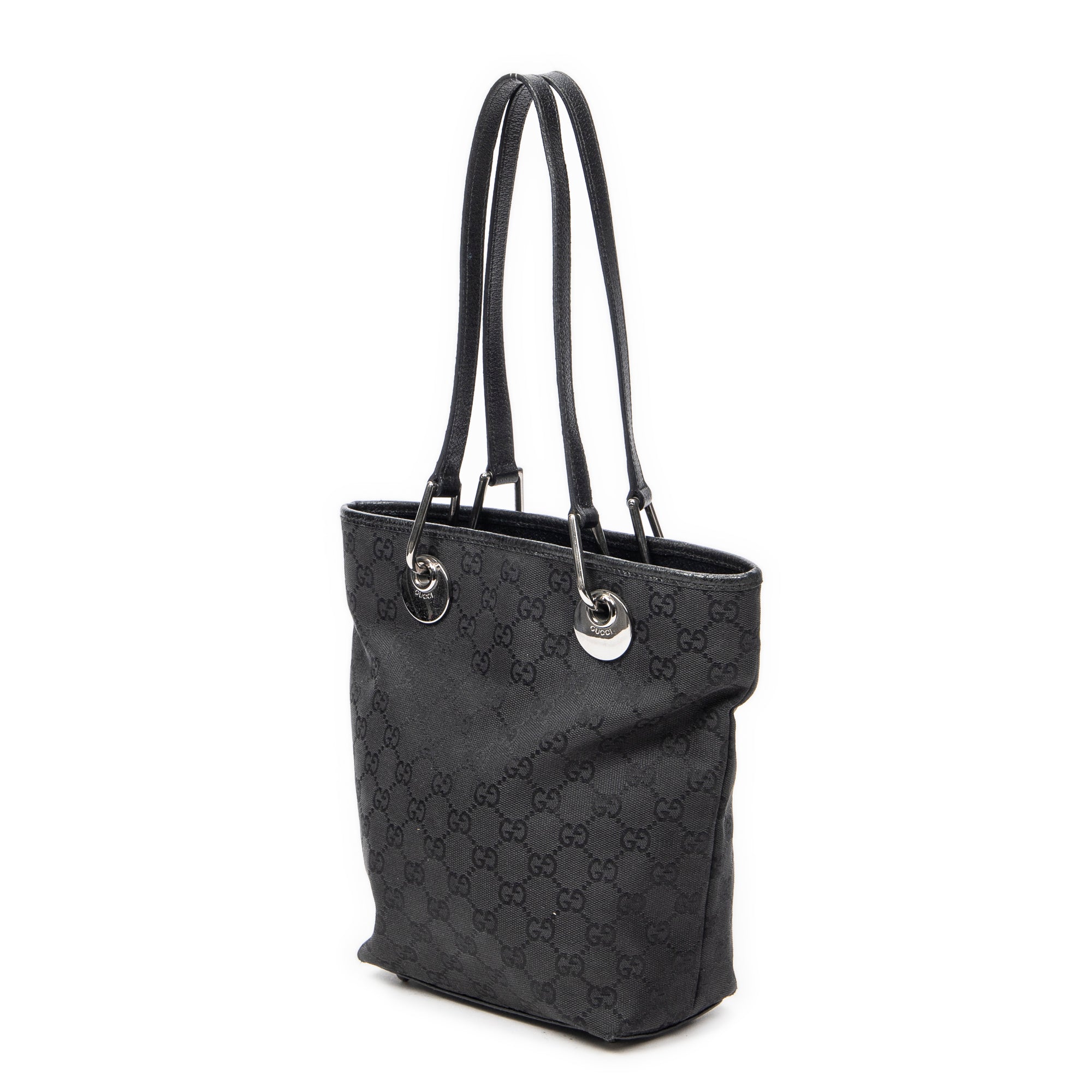 Shoulder Bag Small Eclipse Shopping Black Monogrammed Canvas