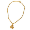 Collar con colgante triple CC vintage, chapado en oro