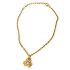 Collar con colgante triple CC vintage, chapado en oro