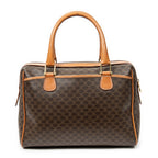 Bolso de mano Boston pequeño vintage de lona revestida Macadam marrón
