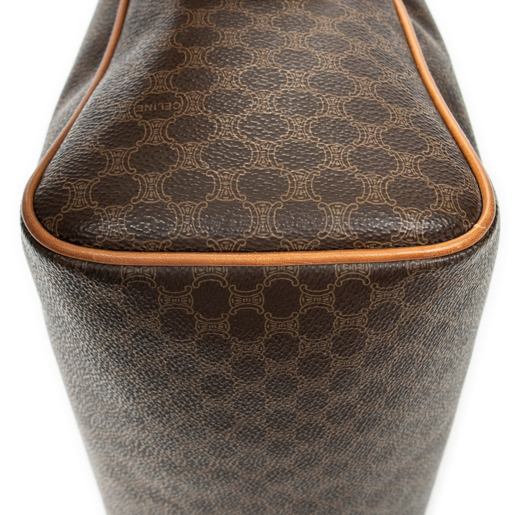 Bolso de mano Boston pequeño vintage de lona revestida Macadam marrón