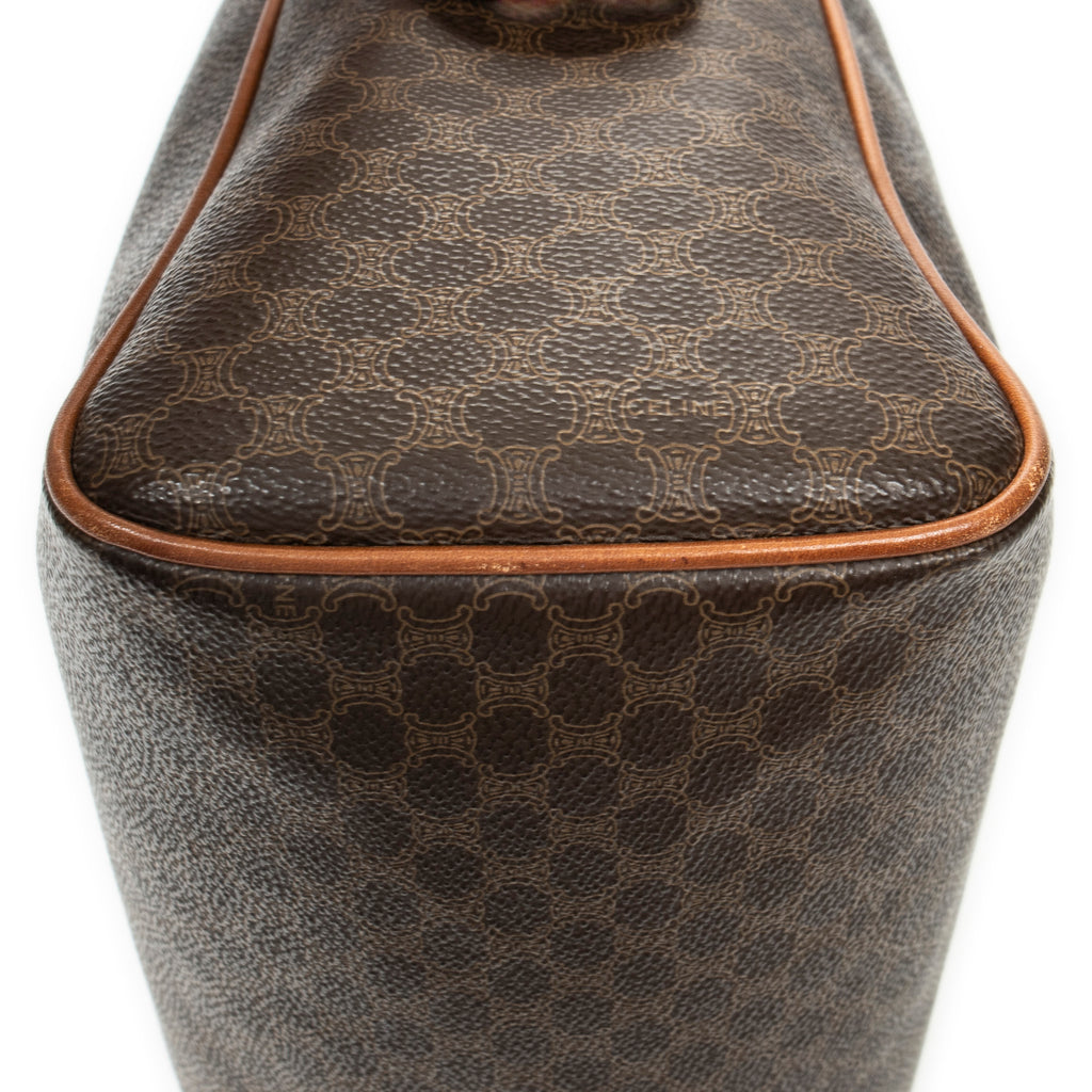 Bolso de mano Boston pequeño vintage de lona revestida Macadam marrón