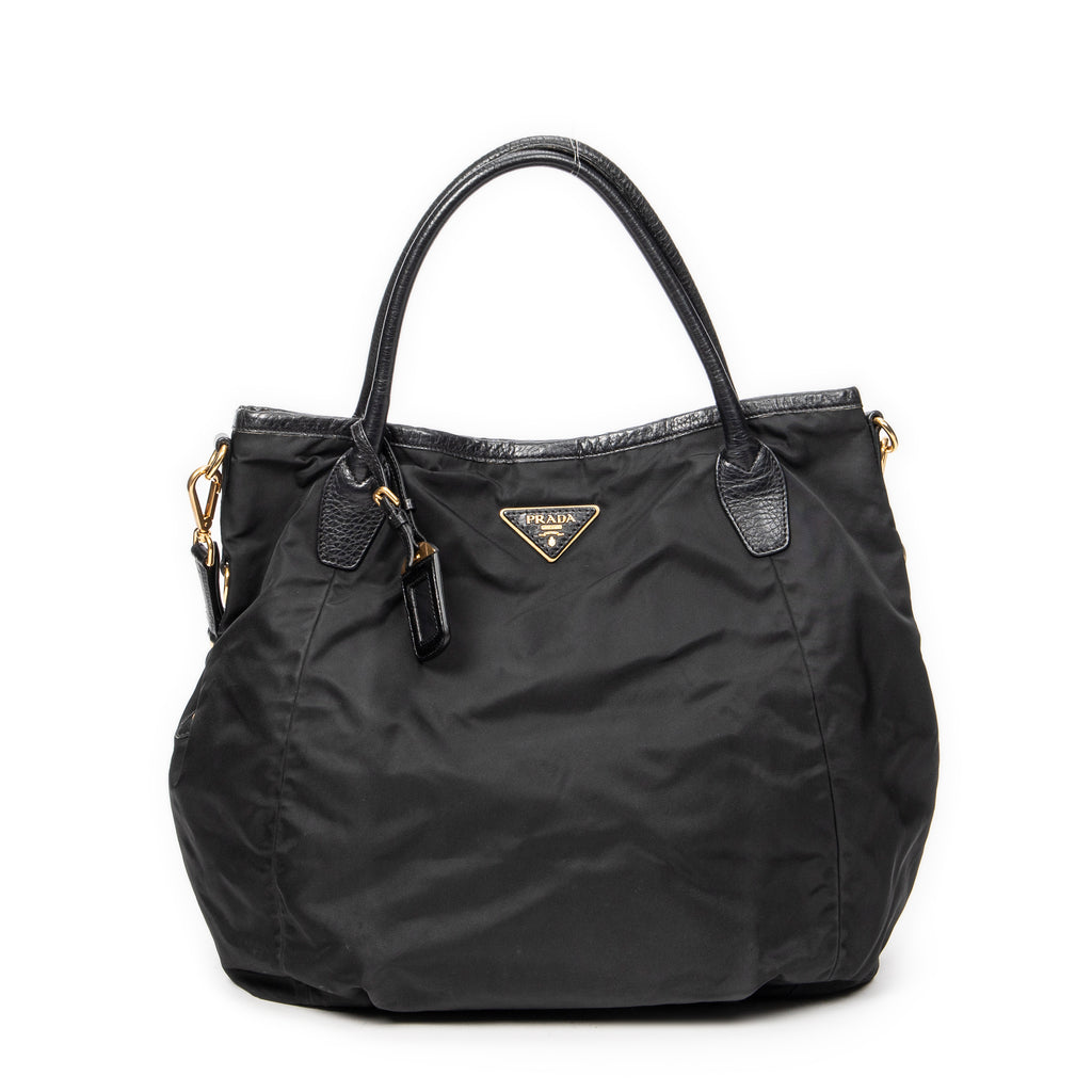 Shoulder Bag Medium Shopping Tote Black Nylon Canvas