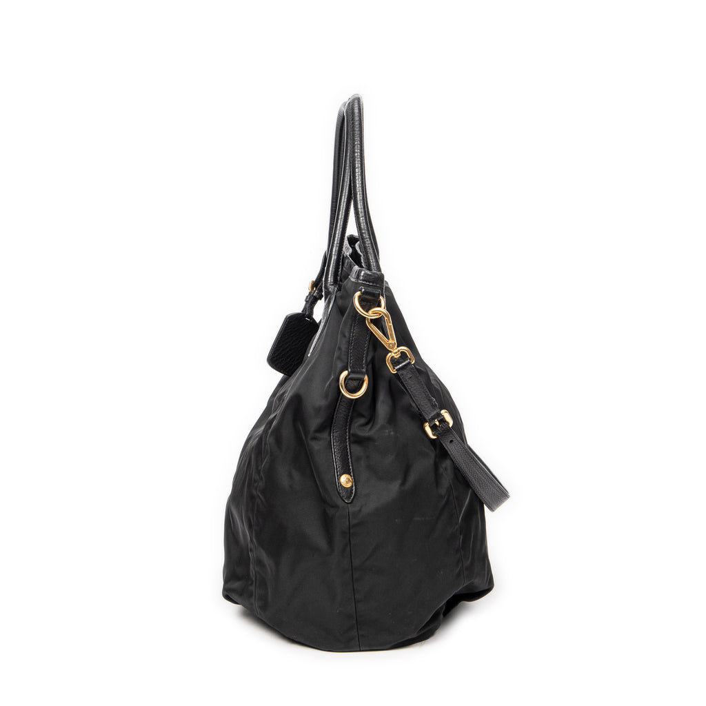 Shoulder Bag Medium Shopping Tote Black Nylon Canvas