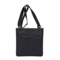 Bolso de Hombro Plano Pequeño Bandolera Lona Negra Monogramada