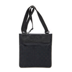 Bolso de Hombro Plano Pequeño Bandolera Lona Negra Monogramada