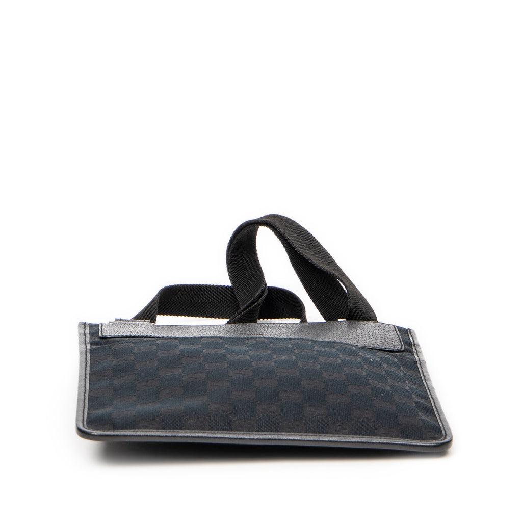 Bolso de Hombro Plano Pequeño Bandolera Lona Negra Monogramada