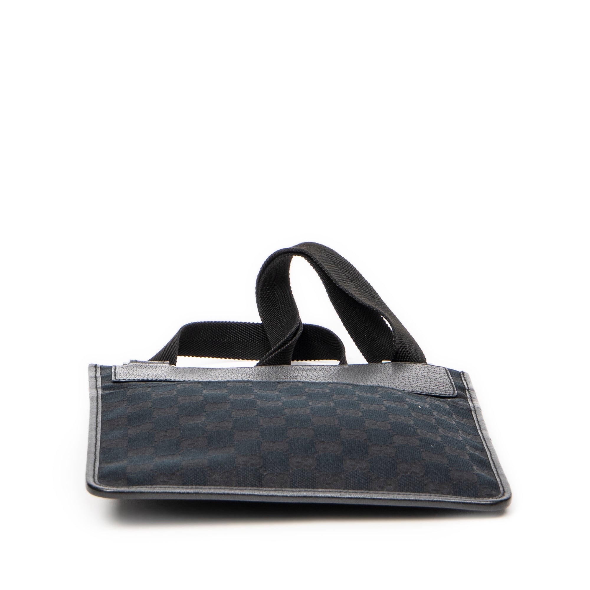 Bolso de Hombro Plano Pequeño Bandolera Lona Negra Monogramada