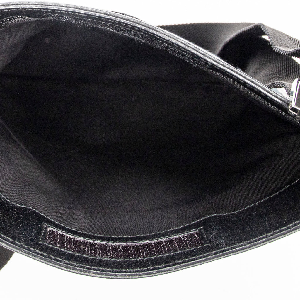 Bolso de Hombro Plano Pequeño Bandolera Lona Negra Monogramada