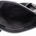 Bolso de Hombro Plano Pequeño Bandolera Lona Negra Monogramada