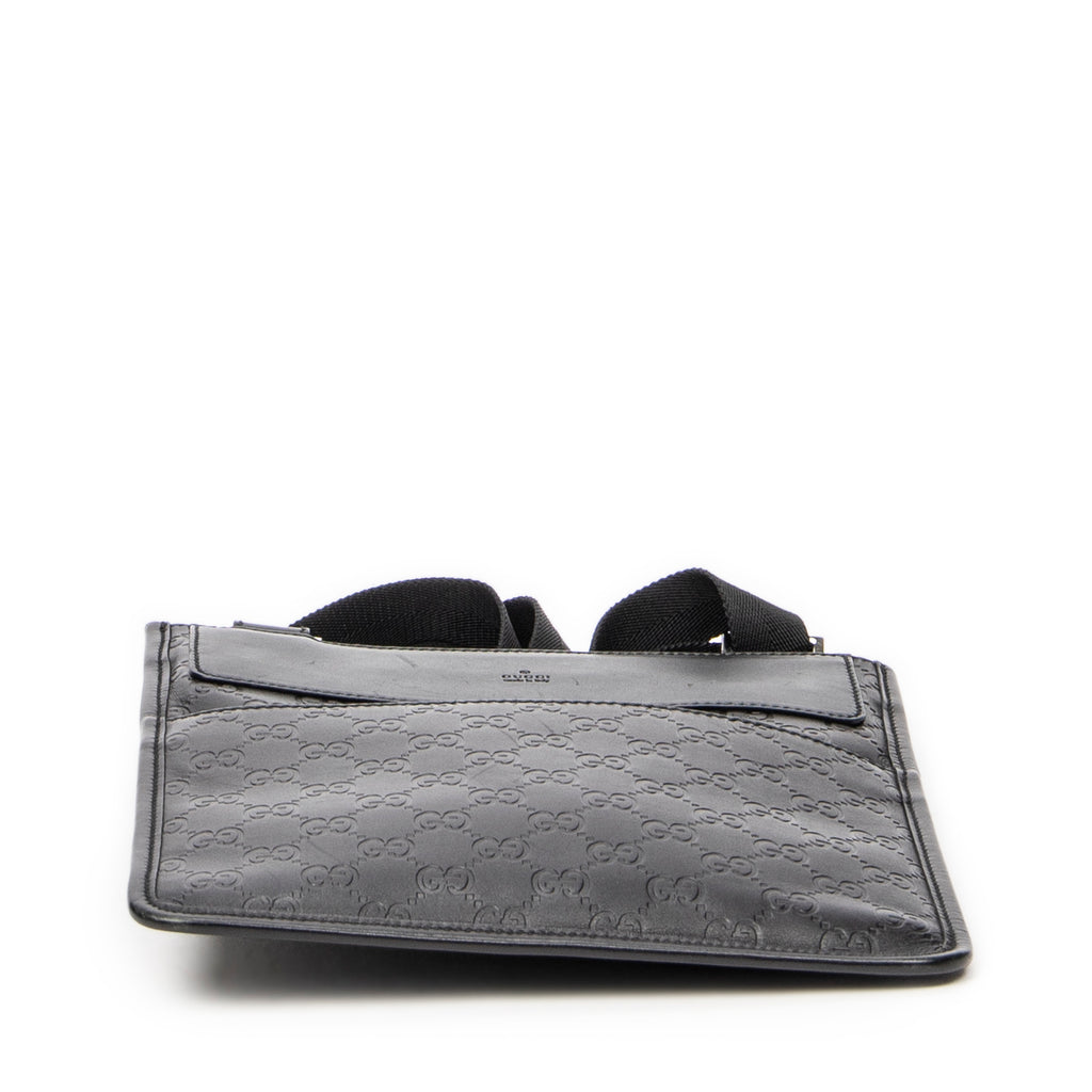 Shoulder Bag Small Flat Messenger Black Guccissima Leather