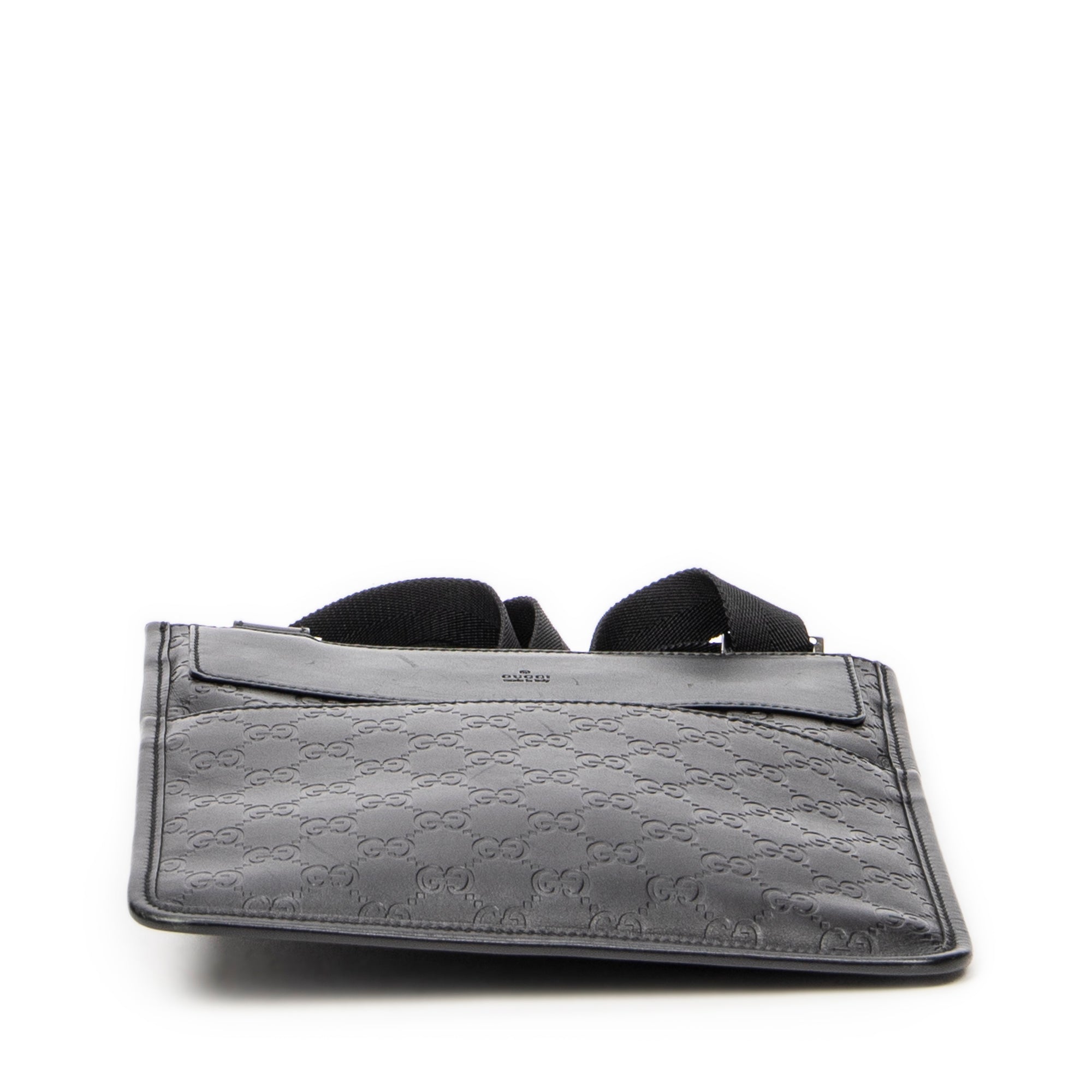 Shoulder Bag Small Flat Messenger Black Guccissima Leather