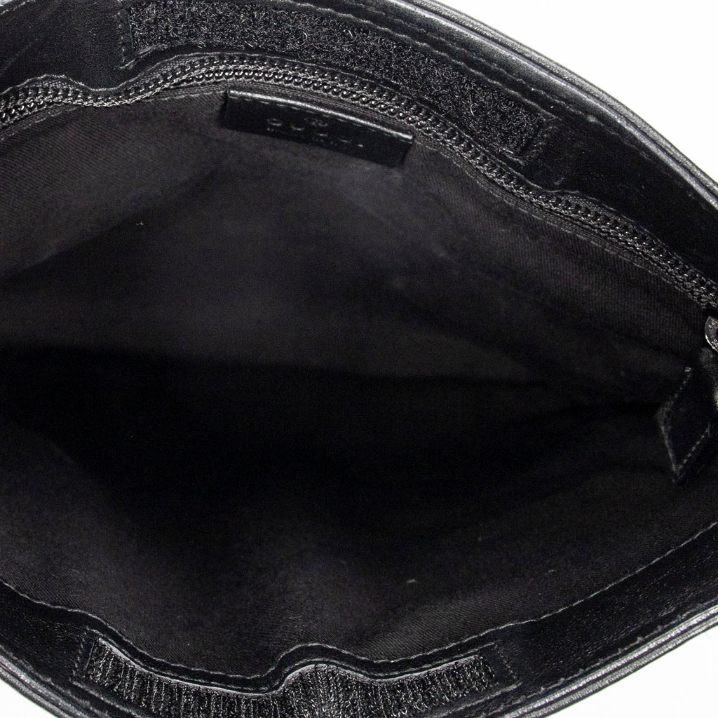 Shoulder Bag Small Flat Messenger Black Guccissima Leather