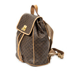 Handbag Small Flap Drawstring Backpack Brown Macadam Coated Canvas