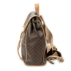 Handbag Small Flap Drawstring Backpack Brown Macadam Coated Canvas