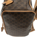 Handbag Small Flap Drawstring Backpack Brown Macadam Coated Canvas
