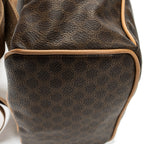 Handbag Small Flap Drawstring Backpack Brown Macadam Coated Canvas